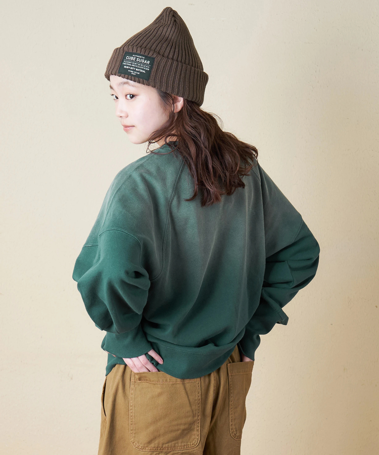 CUBE SUGAR(キューブシュガー) |【秋冬新作】30/10裏毛 パウダー加工 スウェット ラグラン 切替 プルオーバー
