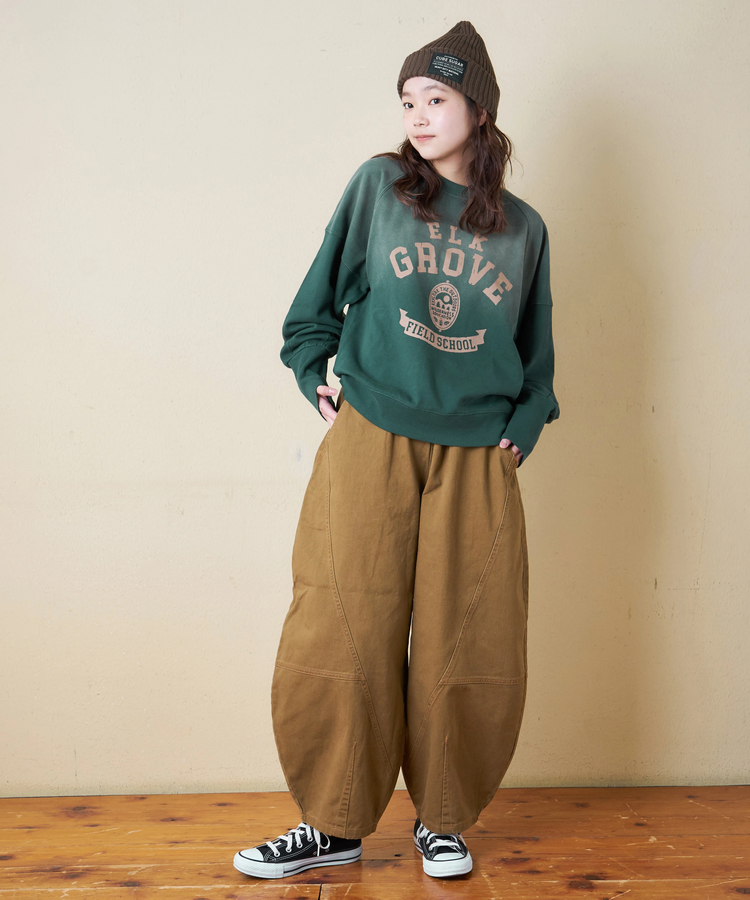 CUBE SUGAR(キューブシュガー) |【秋冬新作】30/10裏毛 パウダー加工 スウェット ラグラン 切替 プルオーバー