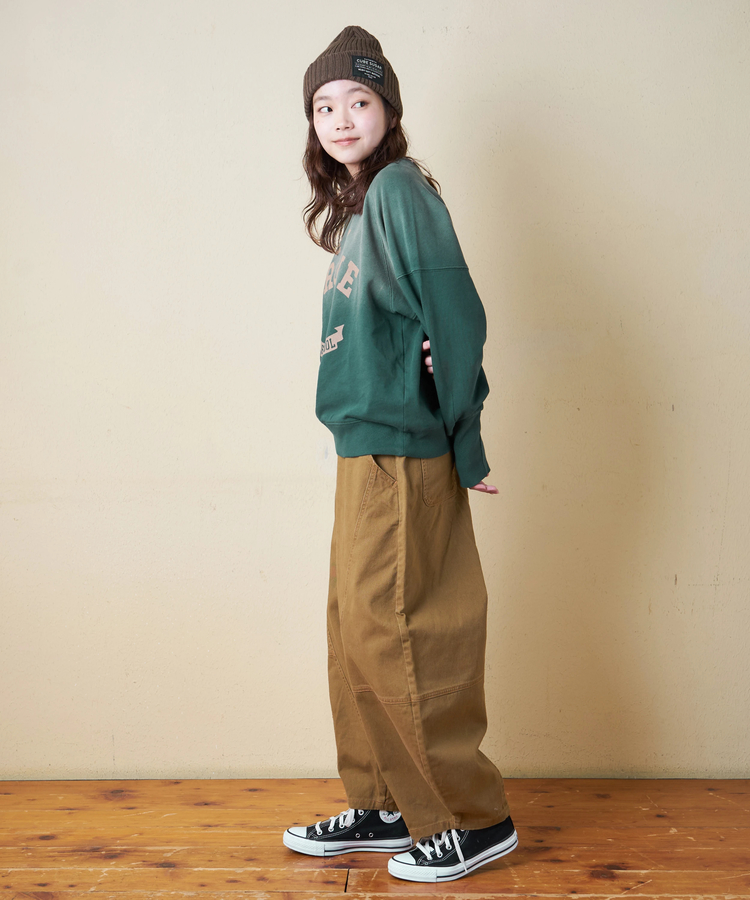 CUBE SUGAR(キューブシュガー) |【秋冬新作】30/10裏毛 パウダー加工 スウェット ラグラン 切替 プルオーバー