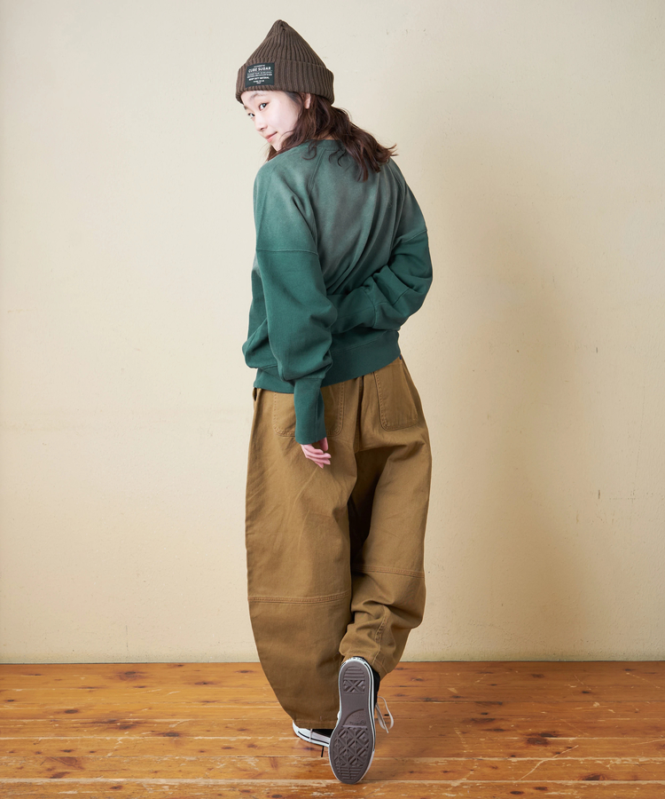 CUBE SUGAR(キューブシュガー) |【秋冬新作】30/10裏毛 パウダー加工 スウェット ラグラン 切替 プルオーバー