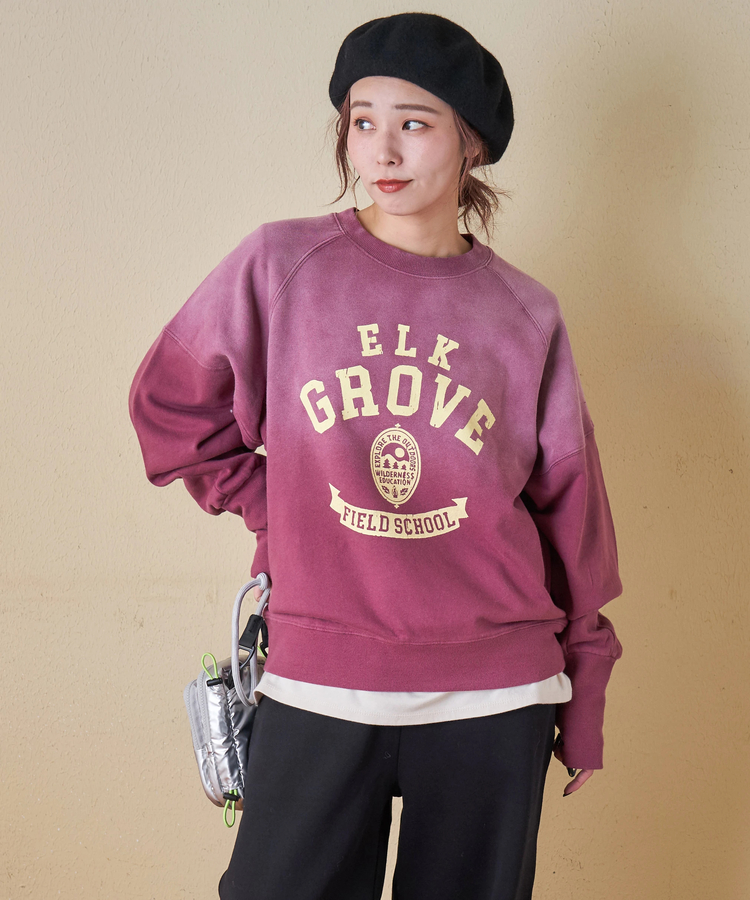 CUBE SUGAR(キューブシュガー) |【秋冬新作】30/10裏毛 パウダー加工 スウェット ラグラン 切替 プルオーバー