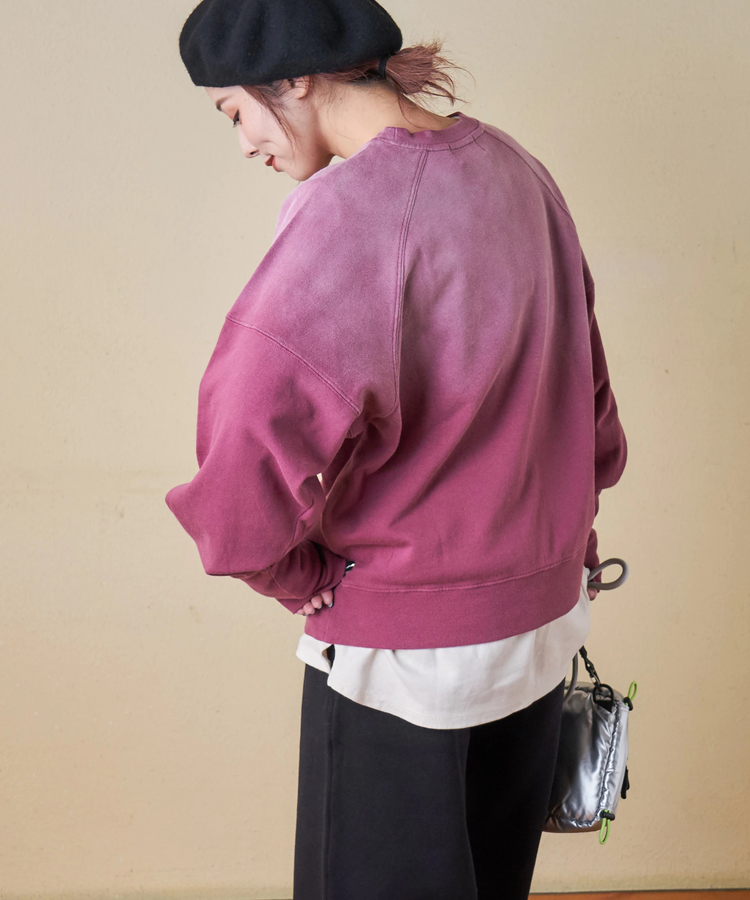 CUBE SUGAR(キューブシュガー) |【秋冬新作】30/10裏毛 パウダー加工 スウェット ラグラン 切替 プルオーバー