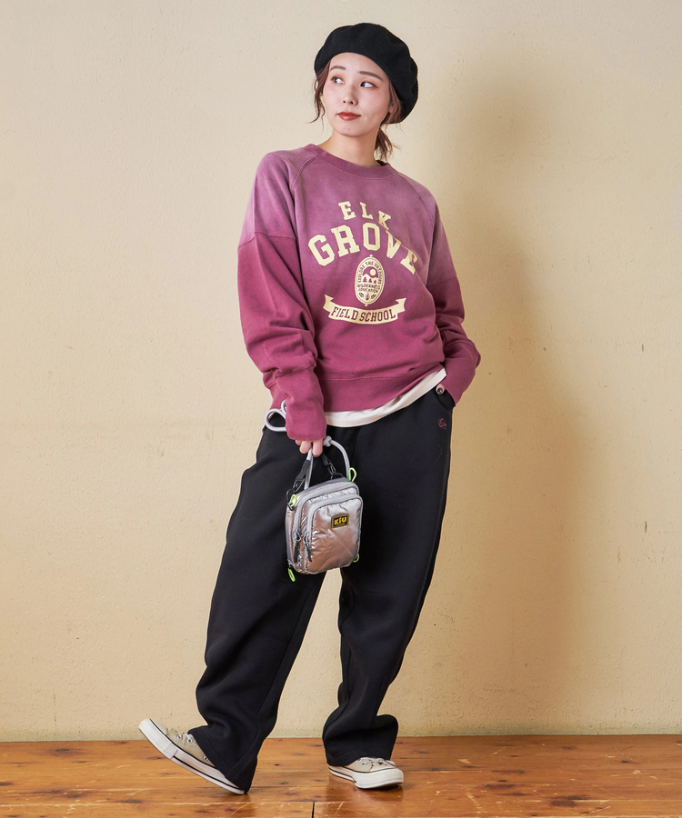 CUBE SUGAR(キューブシュガー) |【秋冬新作】30/10裏毛 パウダー加工 スウェット ラグラン 切替 プルオーバー