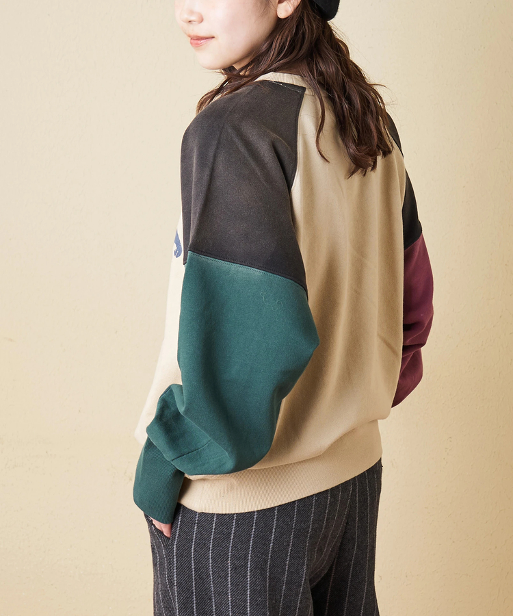 CUBE SUGAR(キューブシュガー) |【秋冬新作】30/10裏毛 パウダー加工 スウェット ラグラン 切替 プルオーバー