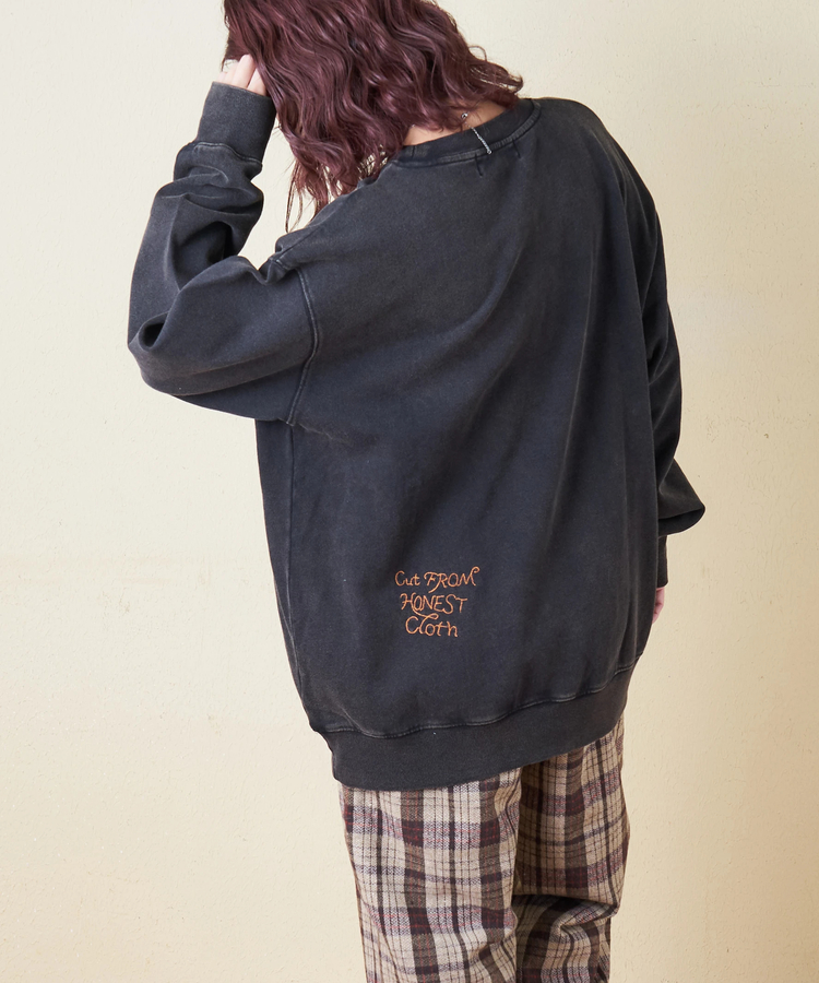 CUBE SUGAR(キューブシュガー) |【秋冬新作】30/10裏毛 パウダー加工 スウェット ロゴ 刺繍 ビッグ プルオーバー