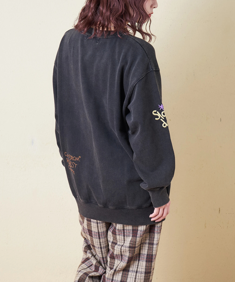 CUBE SUGAR(キューブシュガー) |【秋冬新作】30/10裏毛 パウダー加工 スウェット ロゴ 刺繍 ビッグ プルオーバー