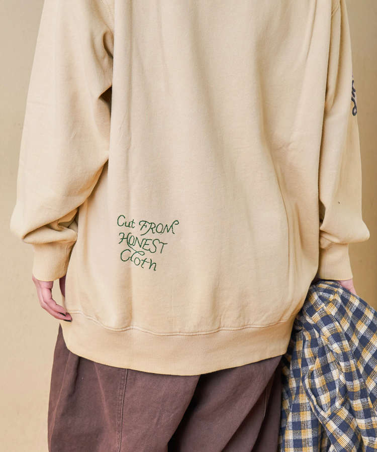 CUBE SUGAR(キューブシュガー) |【秋冬新作】30/10裏毛 パウダー加工 スウェット ロゴ 刺繍 ビッグ プルオーバー