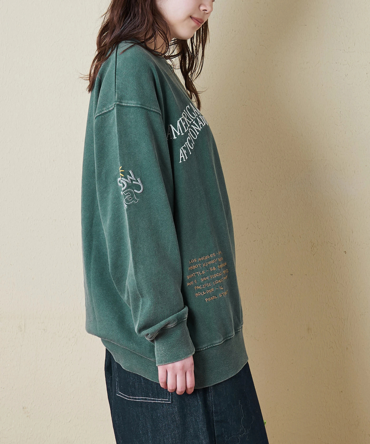 CUBE SUGAR(キューブシュガー) |【秋冬新作】30/10裏毛 パウダー加工 スウェット ロゴ 刺繍 ビッグ プルオーバー