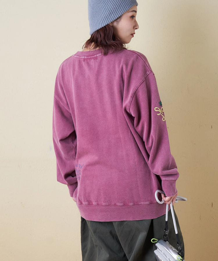 CUBE SUGAR(キューブシュガー) |【秋冬新作】30/10裏毛 パウダー加工 スウェット ロゴ 刺繍 ビッグ プルオーバー