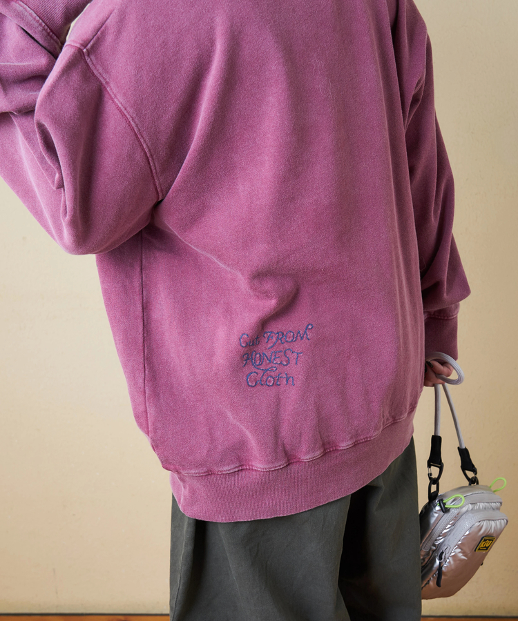 CUBE SUGAR(キューブシュガー) |【秋冬新作】30/10裏毛 パウダー加工 スウェット ロゴ 刺繍 ビッグ プルオーバー