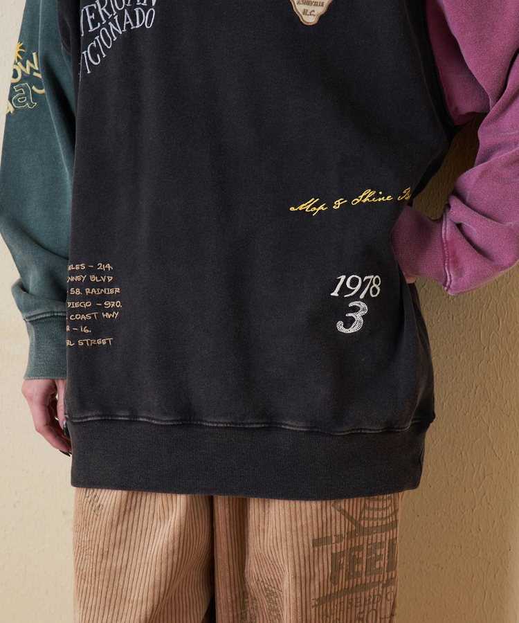 CUBE SUGAR(キューブシュガー) |【秋冬新作】30/10裏毛 パウダー加工 スウェット ロゴ 刺繍 ビッグ プルオーバー