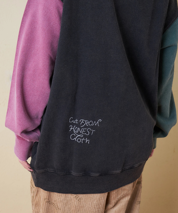 CUBE SUGAR(キューブシュガー) |【秋冬新作】30/10裏毛 パウダー加工 スウェット ロゴ 刺繍 ビッグ プルオーバー