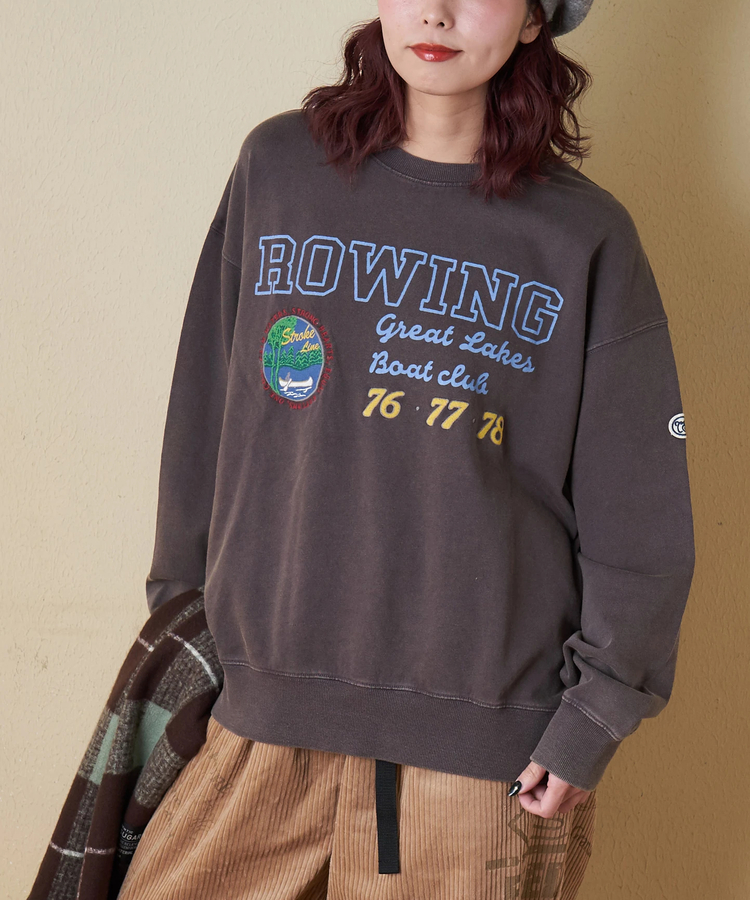 CUBE SUGAR(キューブシュガー) |【秋冬新作】裏毛 パウダー加工 スウェット プリント ＆ 刺繍 プルオーバー