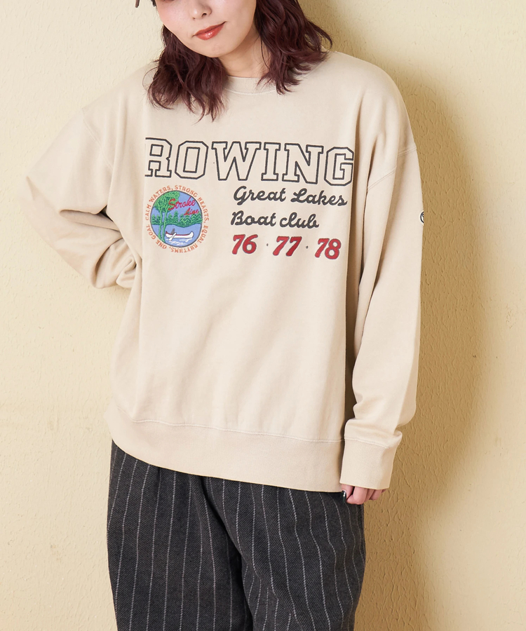 CUBE SUGAR(キューブシュガー) |【秋冬新作】裏毛 パウダー加工 スウェット プリント ＆ 刺繍 プルオーバー