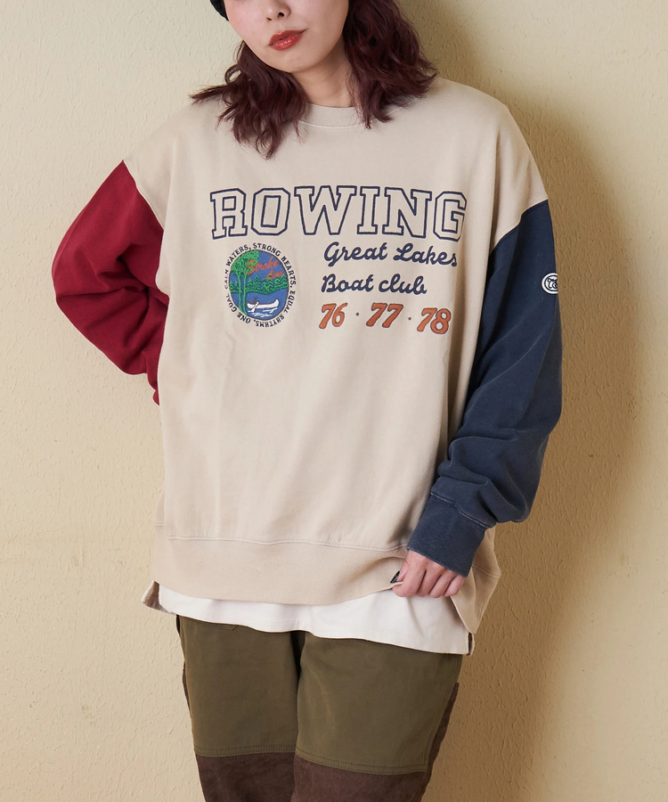 CUBE SUGAR(キューブシュガー) |【秋冬新作】裏毛 パウダー加工 スウェット プリント ＆ 刺繍 プルオーバー