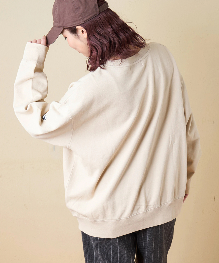 CUBE SUGAR(キューブシュガー) |【秋冬新作】裏毛 パウダー加工 スウェット プリント ＆ 刺繍 プルオーバー