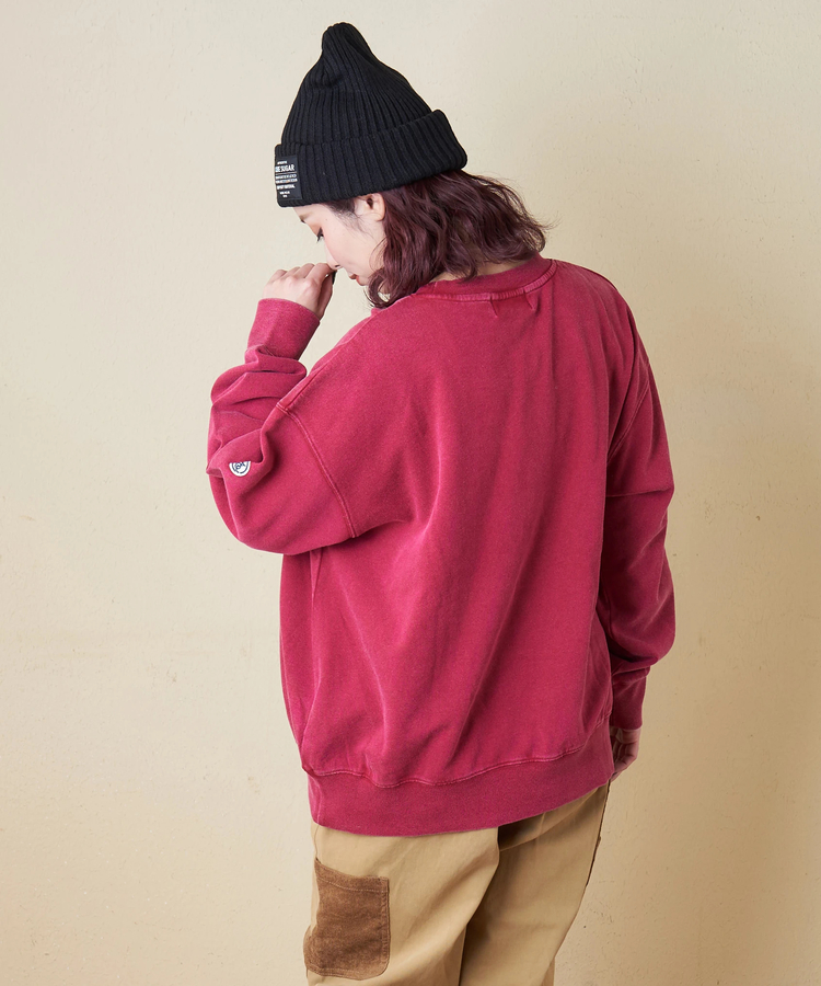 CUBE SUGAR(キューブシュガー) |【秋冬新作】裏毛 パウダー加工 スウェット プリント ＆ 刺繍 プルオーバー