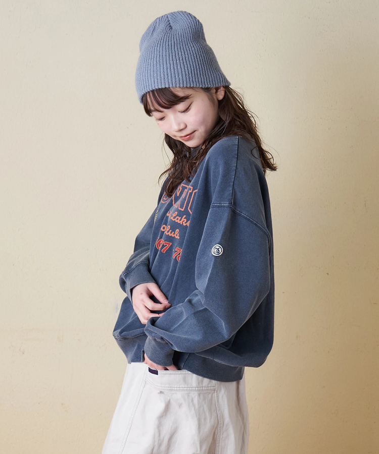 CUBE SUGAR(キューブシュガー) |【秋冬新作】裏毛 パウダー加工 スウェット プリント ＆ 刺繍 プルオーバー