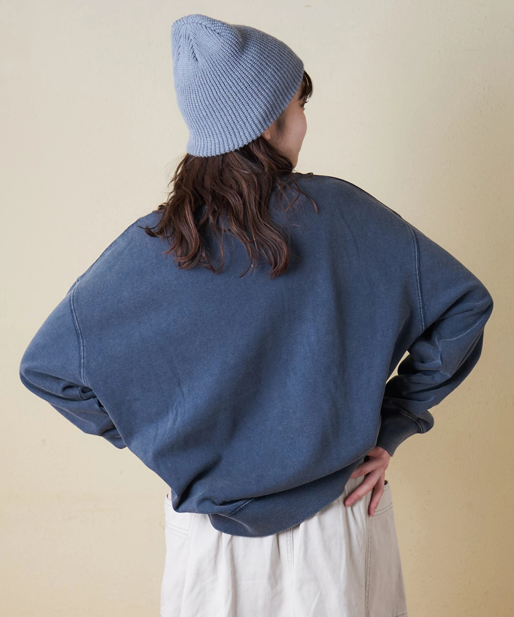 CUBE SUGAR(キューブシュガー) |【秋冬新作】裏毛 パウダー加工 スウェット プリント ＆ 刺繍 プルオーバー