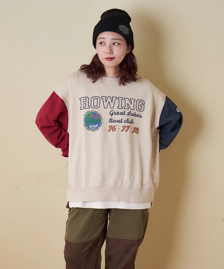 CUBE SUGAR(キューブシュガー) |【秋冬新作】裏毛 パウダー加工 スウェット プリント ＆ 刺繍 プルオーバー