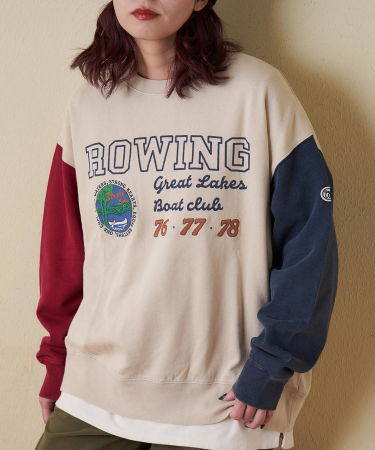 CUBE SUGAR(キューブシュガー) |【秋冬新作】裏毛 パウダー加工 スウェット プリント ＆ 刺繍 プルオーバー