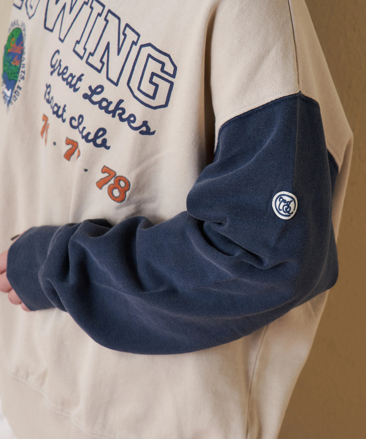 CUBE SUGAR(キューブシュガー) |【秋冬新作】裏毛 パウダー加工 スウェット プリント ＆ 刺繍 プルオーバー