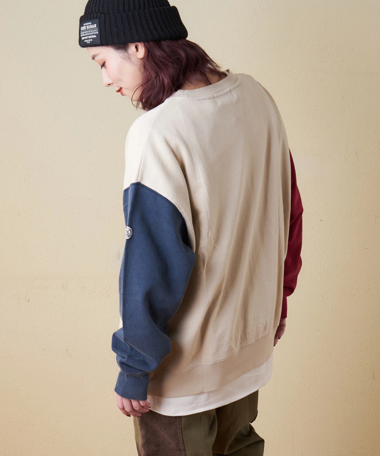 CUBE SUGAR(キューブシュガー) |【秋冬新作】裏毛 パウダー加工 スウェット プリント ＆ 刺繍 プルオーバー