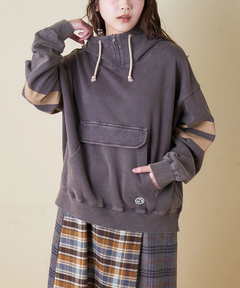 裏毛 パウダー加工 スウェット ライン入り プルオーバーパーカー