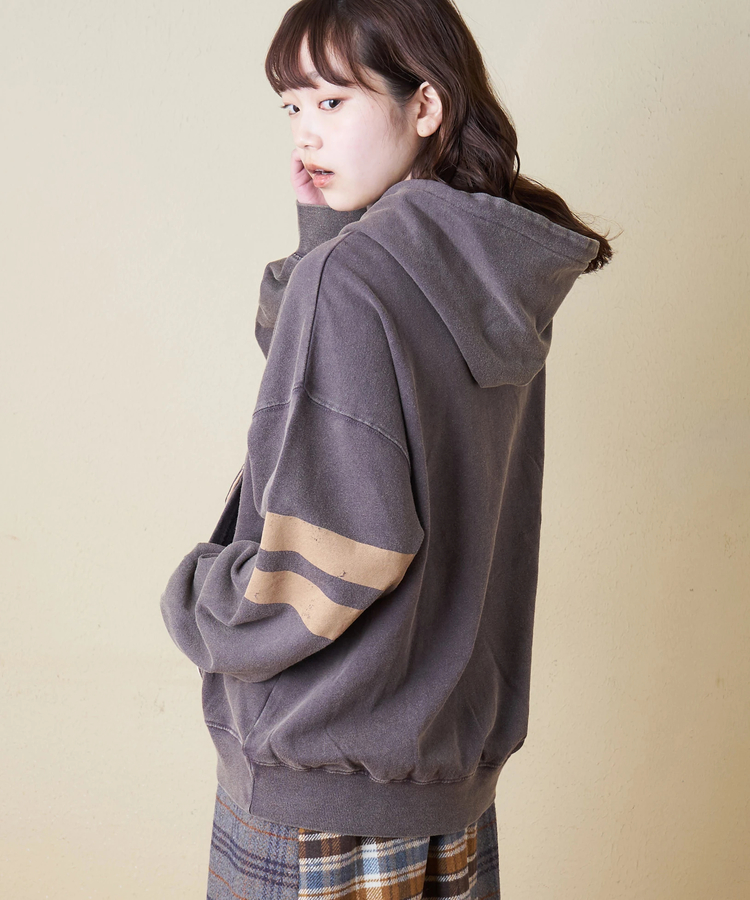 CUBE SUGAR(キューブシュガー) |【秋冬新作】裏毛 パウダー加工 スウェット ライン入り プルオーバーパーカー