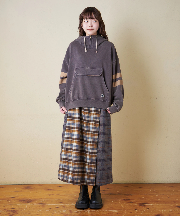 CUBE SUGAR(キューブシュガー) |【秋冬新作】裏毛 パウダー加工 スウェット ライン入り プルオーバーパーカー