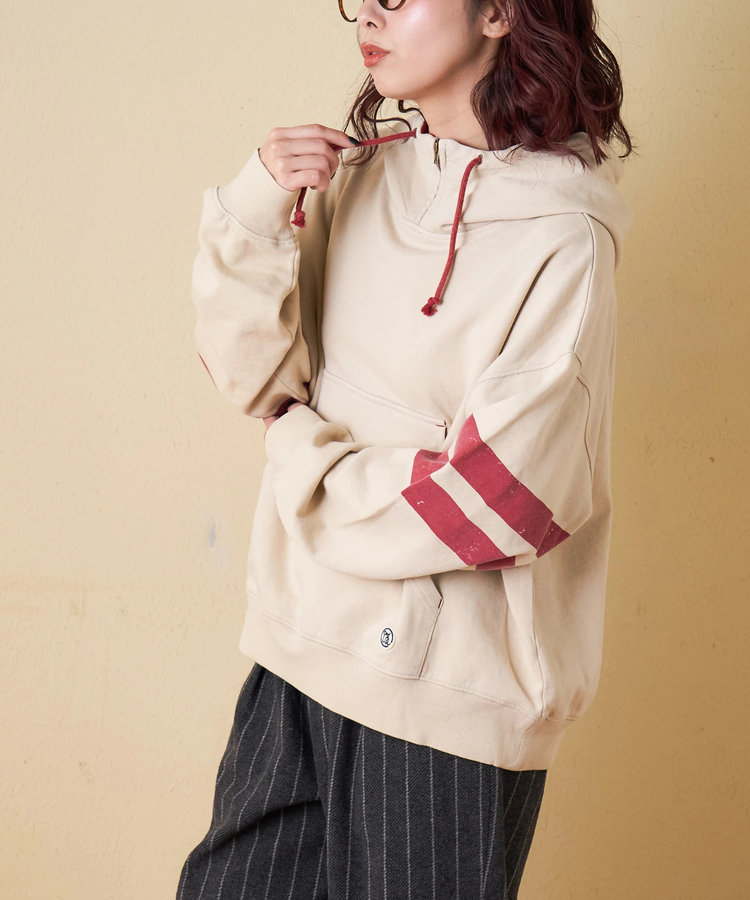 CUBE SUGAR(キューブシュガー) |【秋冬新作】裏毛 パウダー加工 スウェット ライン入り プルオーバーパーカー