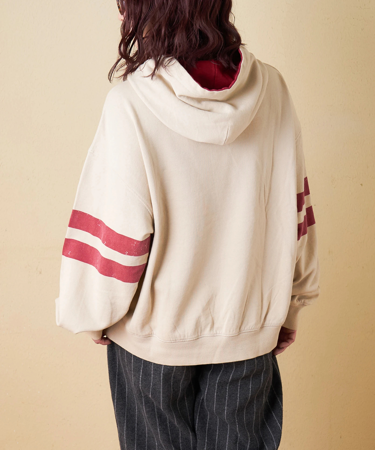 CUBE SUGAR(キューブシュガー) |【秋冬新作】裏毛 パウダー加工 スウェット ライン入り プルオーバーパーカー