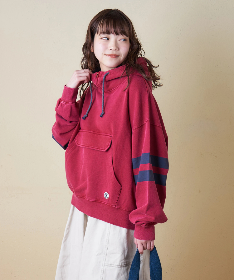 CUBE SUGAR(キューブシュガー) |【秋冬新作】裏毛 パウダー加工 スウェット ライン入り プルオーバーパーカー