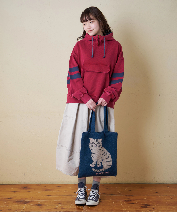 CUBE SUGAR(キューブシュガー) |【秋冬新作】裏毛 パウダー加工 スウェット ライン入り プルオーバーパーカー