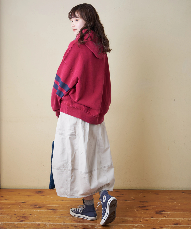 CUBE SUGAR(キューブシュガー) |【秋冬新作】裏毛 パウダー加工 スウェット ライン入り プルオーバーパーカー