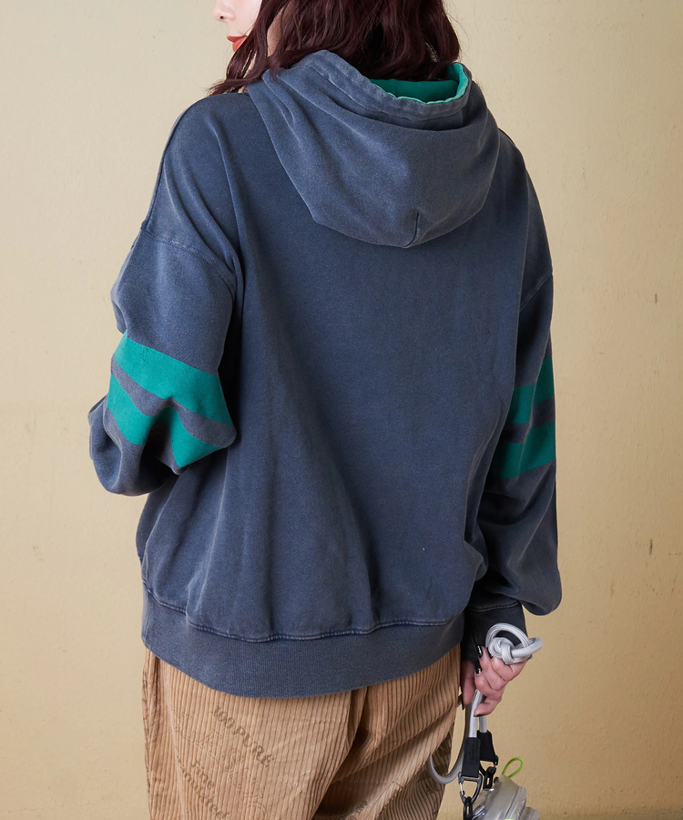 CUBE SUGAR(キューブシュガー) |【秋冬新作】裏毛 パウダー加工 スウェット ライン入り プルオーバーパーカー