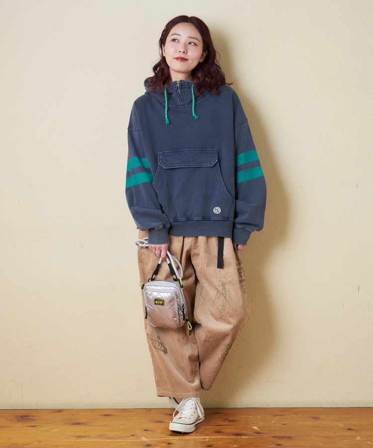 CUBE SUGAR(キューブシュガー) |【秋冬新作】裏毛 パウダー加工 スウェット ライン入り プルオーバーパーカー