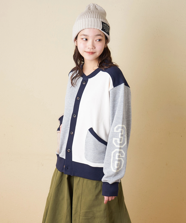 CUBE SUGAR(キューブシュガー) |【冬新作】TC裏毛 スウェット 配色 カーディガン