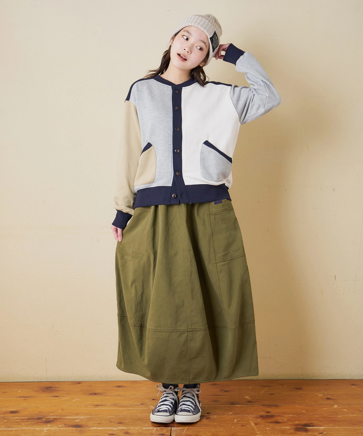 CUBE SUGAR(キューブシュガー) |【冬新作】TC裏毛 スウェット 配色 カーディガン