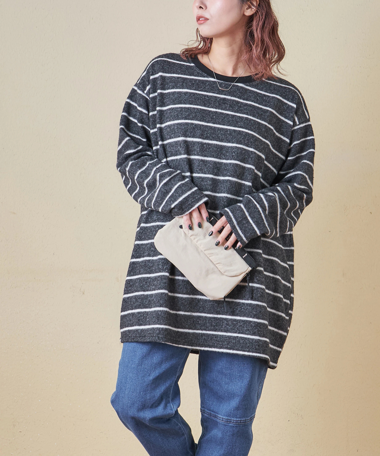 CUBE SUGAR(キューブシュガー) |【秋冬新作】ブラッシング ボーダー ビッグ プルオーバー