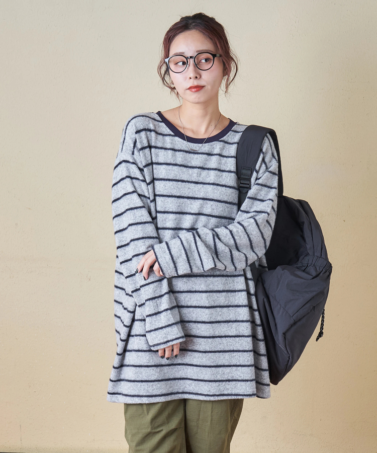 CUBE SUGAR(キューブシュガー) |【秋冬新作】ブラッシング ボーダー ビッグ プルオーバー