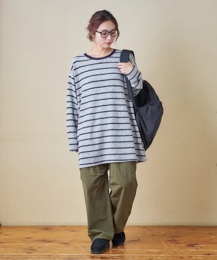 CUBE SUGAR(キューブシュガー) |【秋冬新作】ブラッシング ボーダー ビッグ プルオーバー