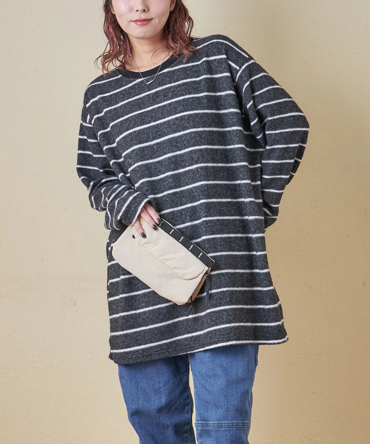 CUBE SUGAR(キューブシュガー) |【秋冬新作】ブラッシング ボーダー ビッグ プルオーバー