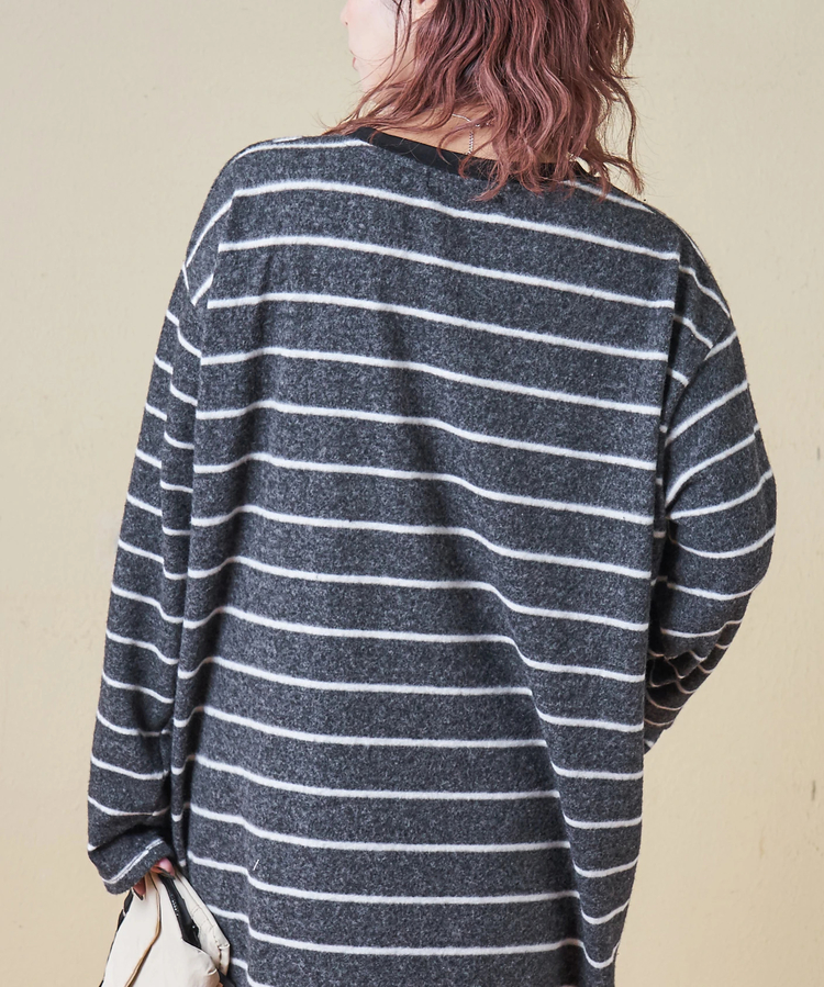 CUBE SUGAR(キューブシュガー) |【秋冬新作】ブラッシング ボーダー ビッグ プルオーバー