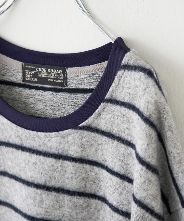 CUBE SUGAR(キューブシュガー) |【秋冬新作】ブラッシング ボーダー ビッグ プルオーバー