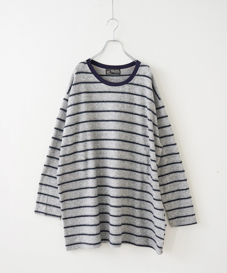 CUBE SUGAR(キューブシュガー) |【秋冬新作】ブラッシング ボーダー ビッグ プルオーバー