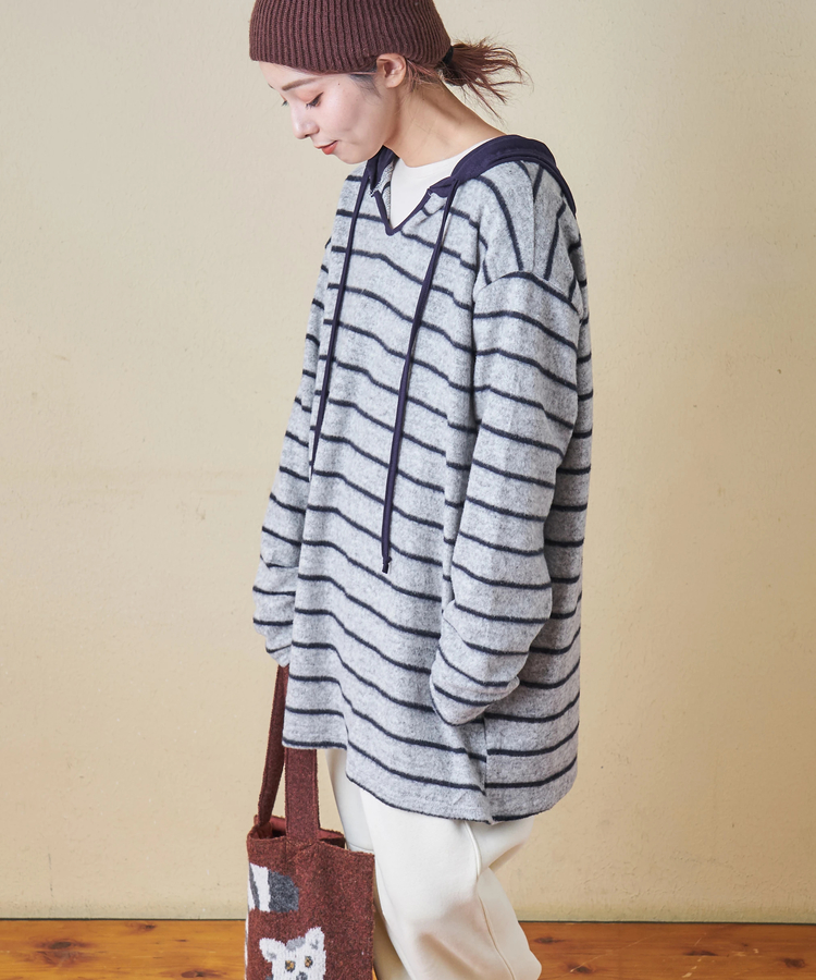 CUBE SUGAR(キューブシュガー) |【秋冬新作】ブラッシング ボーダー ビッグ パーカー