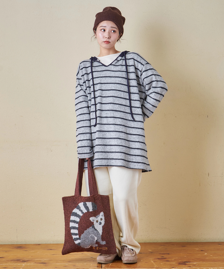 CUBE SUGAR(キューブシュガー) |【秋冬新作】ブラッシング ボーダー ビッグ パーカー