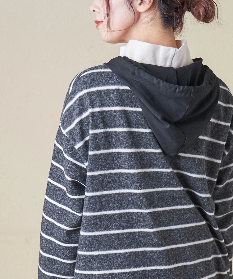 CUBE SUGAR(キューブシュガー) |【秋冬新作】ブラッシング ボーダー ビッグ パーカー