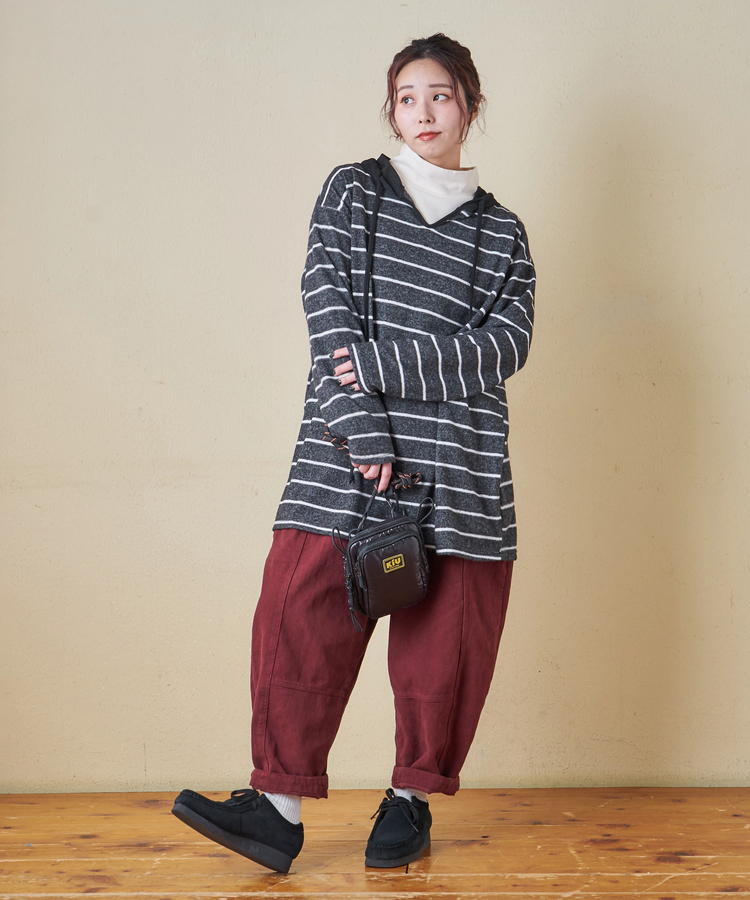 CUBE SUGAR(キューブシュガー) |【秋冬新作】ブラッシング ボーダー ビッグ パーカー